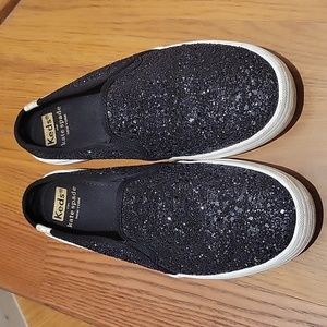 Keds by Kate Spade black glitter slip on sneakers. Size 6